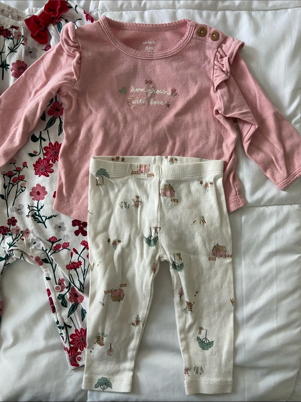 Baby Girls Mixed Romper & Outfit Bundle - Pink, Floral, Gray, Cream - Picture 2 of 7